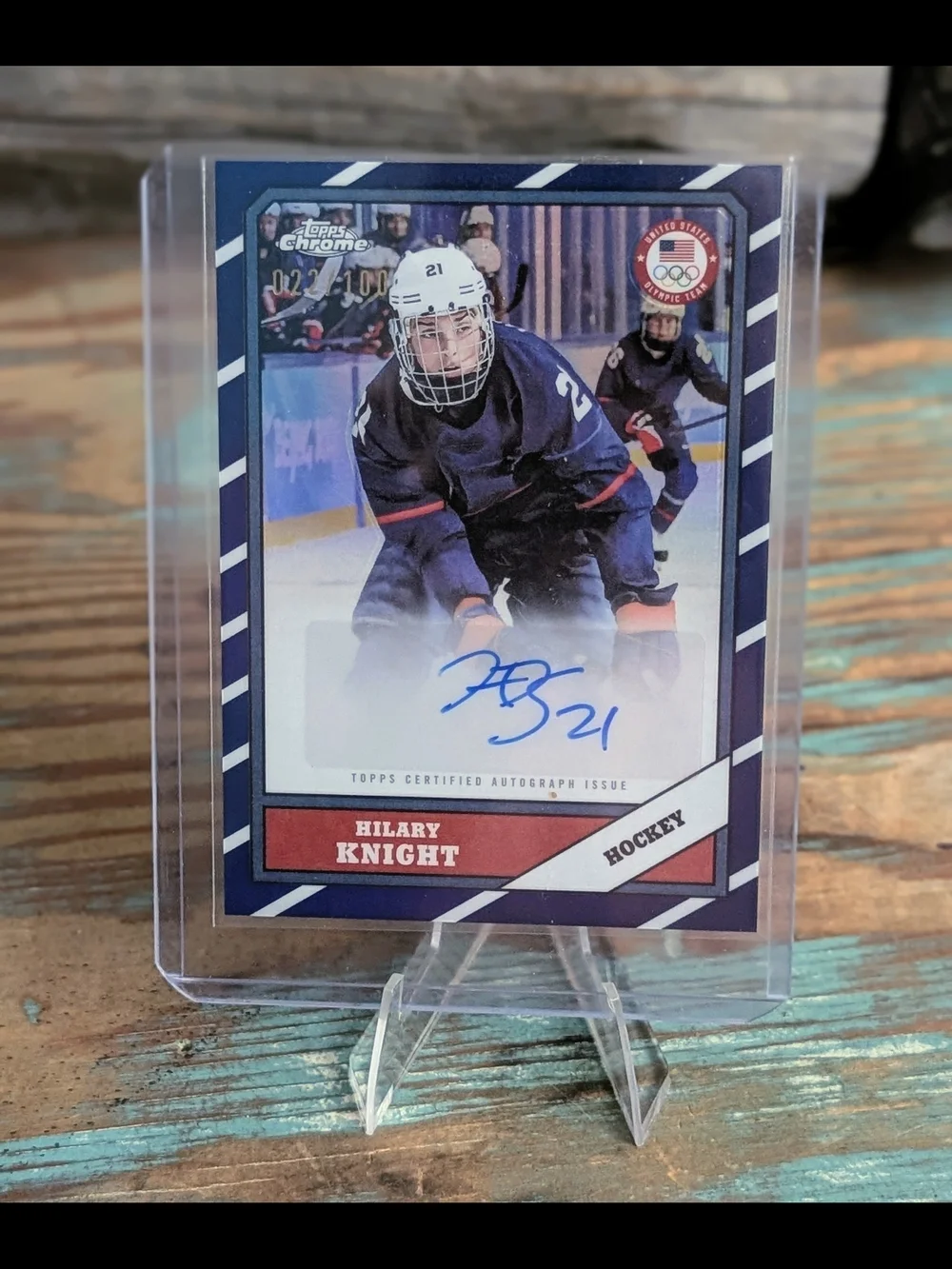 2026 Topps Chrome Winter Olympics 1986 Blue Refractor Auto Hillary Knight